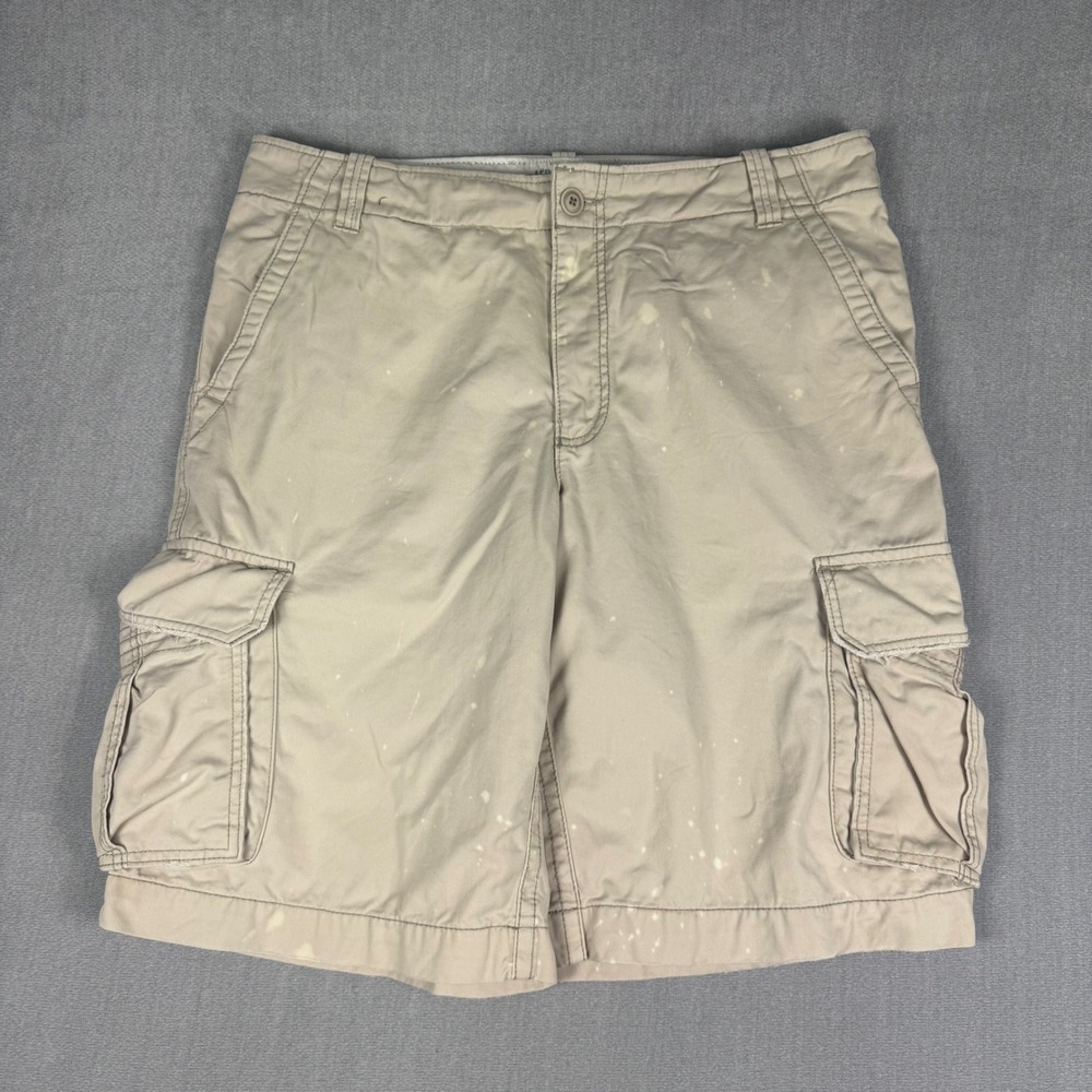 Aeropostale Mens Tan Khaki Cargo Shorts Size 36 Distressed Bleach UA987-09